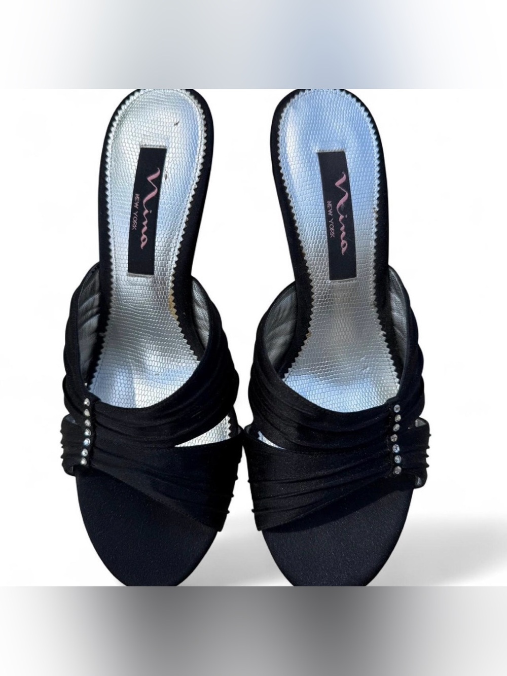Nina Black Satin Heels